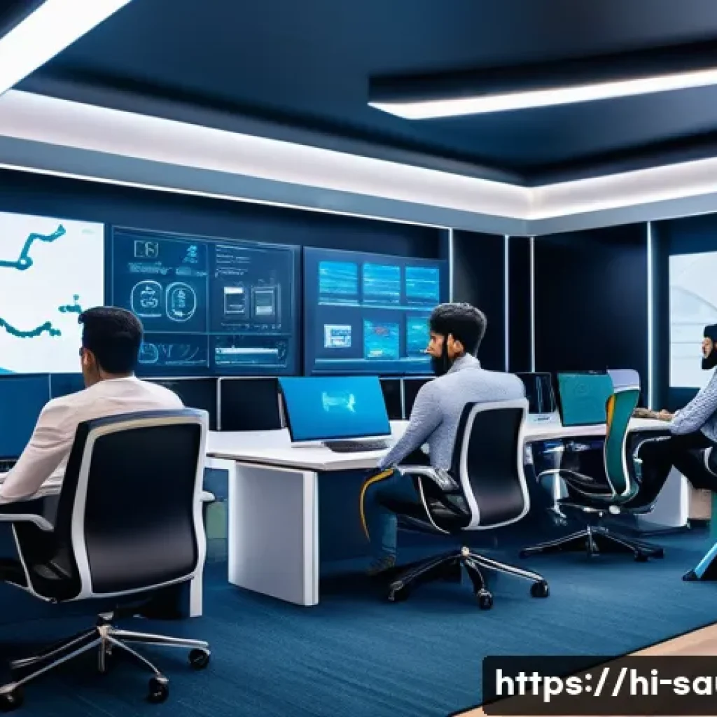 사우디아라비아 내 IT 및 스타트업 동향 - A vibrant modern Saudi Arabian tech startup office with young diverse professionals collaborating on...