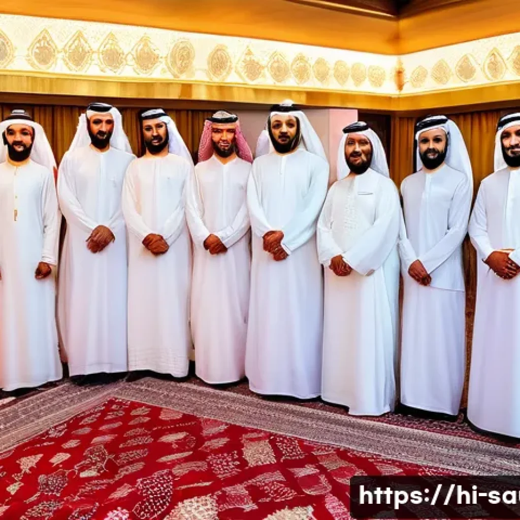 사우디아라비아 결혼문화와 관습 - A vibrant Saudi Arabian wedding ceremony scene featuring a large gathering of family members dressed...
