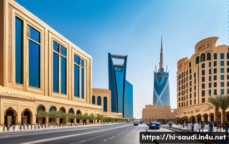 사우디아라비아 주요 도시별 특성 리야드 제다 담맘 등 - A vibrant cityscape of Riyadh showcasing the harmonious blend of modern skyscrapers with traditional...