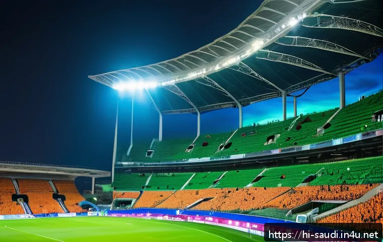사우디아라비아 내 주요 스포츠 행사 - A modern football stadium in Saudi Arabia during a lively Saudi Premier League match, filled with en...